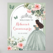 Boho Sage Groen Prinses Quinceañera Welkom Poster (Voorkant)