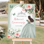 Boho Sage Groen Prinses Quinceañera Welkom Poster<br><div class="desc">Boho Sage Groen Prinses Quinceañera Welkomstbord</div>