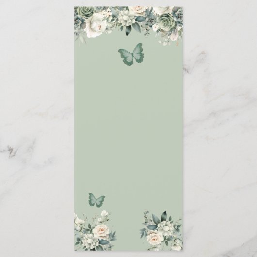 Boho Sage Groen Royal Rozen Princess XV Años Menu (Achterkant)