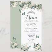 Boho Sage Groen Royal Rozen Princess XV Años Menu (Voorkant / Achterkant)