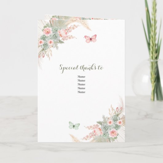 Boho Sage Groen Roze 15 Años Programma Sjabloon (Achterkant)