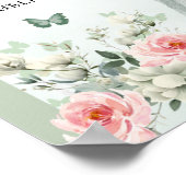 Boho Sage Groen Roze Bloemen Quinceañera Drinken Poster (Hoek)