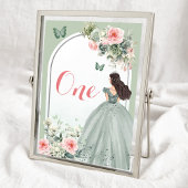 Boho Sage Groen Roze Bloemen Quinceañera Kaart