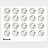 Boho Sage Groen Roze Meisje Bloemen Quinceañera Ronde Sticker (Vel)