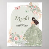 Boho Sage Groen Roze Quinceañera Drinken Poster (Voorkant)