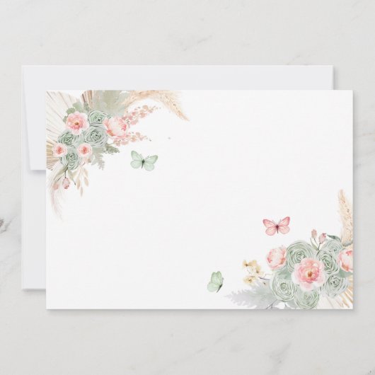 Boho Sage Groen Roze Quinceañera Save The Date Kaart (Achterkant)