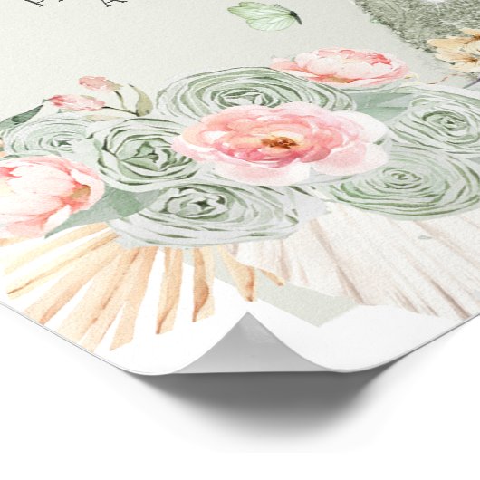 Boho Sage Groen Roze Quinceañera Vijftien is Zoet Poster (Hoek)