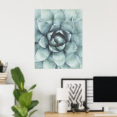 Boho Sage Groen Succulent Closeup Poster (Thuiskantoor)