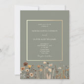 Boho Sage Groen Trouw QR Code Kaart (Voorkant)