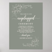 Boho Sage Groen Unplugged Bruiloft Ceremonie Teken Poster (Voorkant)
