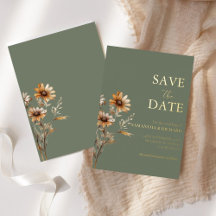 Boho Sage Groen wilde bloem huwelijksaankondiging