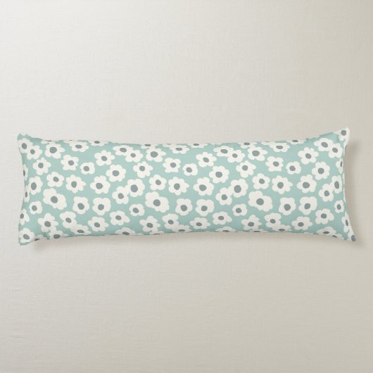 Boho Sage Groen Wit Grijs Bloem Lichaamskussen (Achterkant)