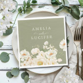 Boho Sage Groen Wit Ivoor Bloemen Huwelijk Servet