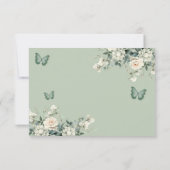 Boho Sage Groen Wit Rozen Prinses XV Años Beantwoo RSVP Kaartje (Achterkant)