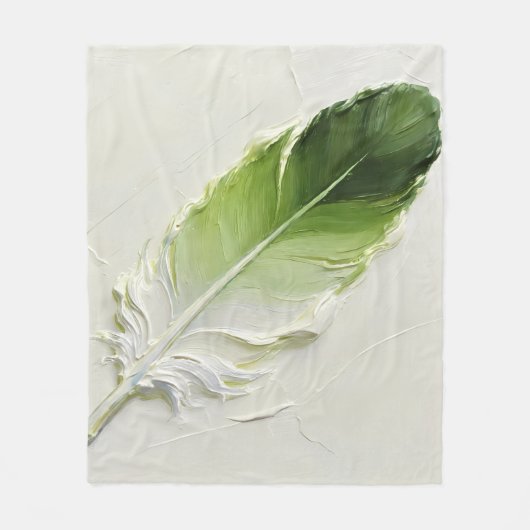 Boho Sage Groene 3D Impasto Veer Olie Schilderij Fleece Deken (Voorkant)