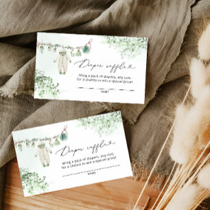 Boho Sage Groene Baby Kleding Lijn Luier Raffle Informatiekaartje