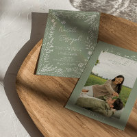 Boho Sage Groene Bloem Botanische Foto Bruiloft