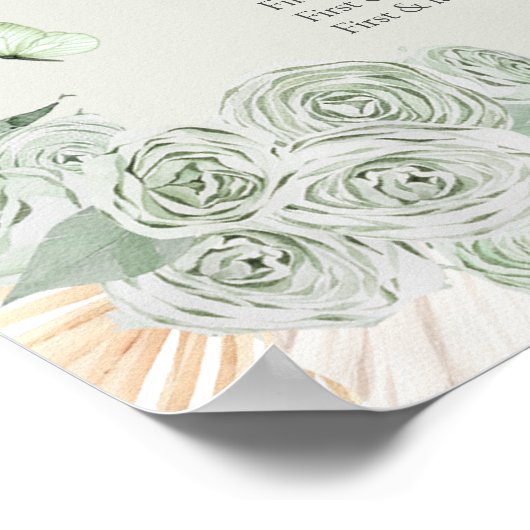 Boho Sage Groene Bloemen 15 Años Zitkaarten Poster (Hoek)