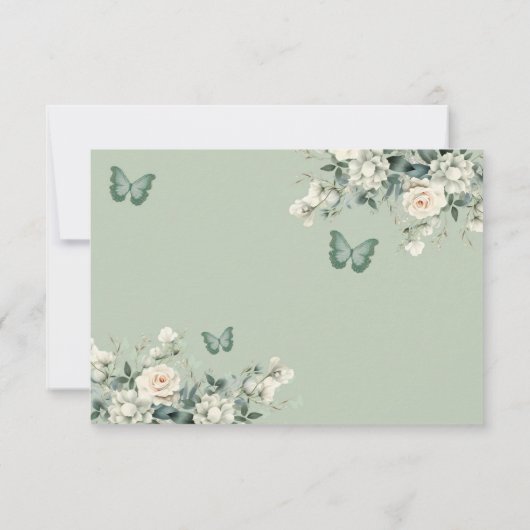 Boho Sage Groene Bloemen Prinses Quinceañera Bedankkaart (Achterkant)