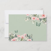 Boho Sage Groene Bloemen Prinses Quinceañera Bedankkaart (Achterkant)