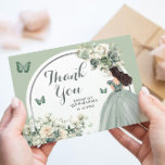 Boho Sage Groene Bloemen Prinses Quinceañera Bedankkaart<br><div class="desc">Boho Sage Groen Bloemen Prinses Quinceañera Dank u kaart</div>