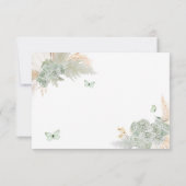 Boho Sage Groene Bloemen Prinses Quinceañera RSVP Kaartje (Achterkant)