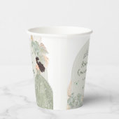 Boho Sage Groene Bloemen Quinceañera Papieren Bekers (Rechts)