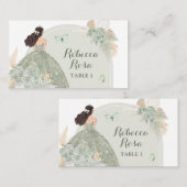 Boho Sage Groene Bloemen Quinceañera Plaats Kaart Plaatskaartje (Voorkant / Achterkant)