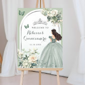 Boho Sage Groene Bloemen Quinceañera Welkom Poster