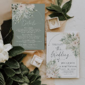Boho Sage Groene Bloemige Trouwdetails Bijlage