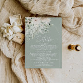 Boho Sage Groene Bloemige Trouwdetails Bijlage