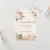 Boho Sage Groene Botanische Verloving Kaart (Voorkant / Achterkant in situ)