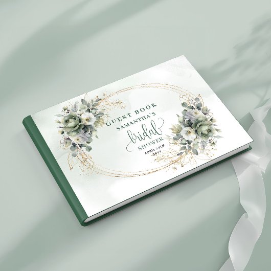 Boho Sage Groene Bruidsdouche Gastenboek Goud
