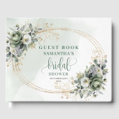 Boho Sage Groene Bruidsdouche Gastenboek Goud (Voorkant)