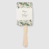 Boho Sage Groene en Ivoor Bloemen Trouwprogramma Handwaaier (Voorkant)
