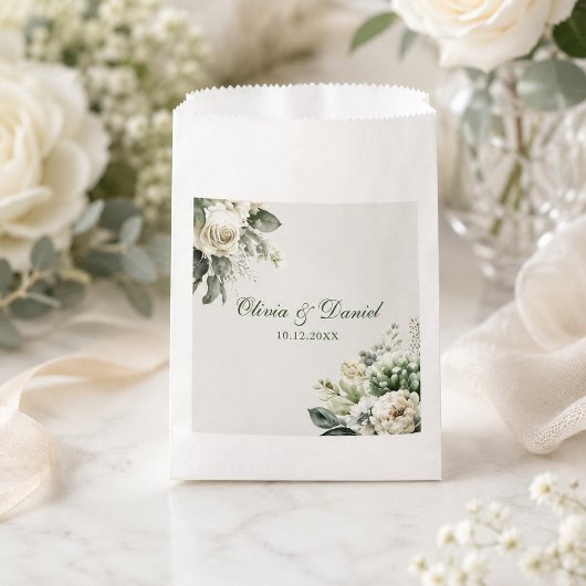 Boho Sage Groene en Ivoren Bloemen Bruiloft Bedankzakje