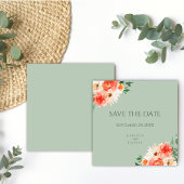 Boho Sage Groene en Oranje Bloemen Bruiloft Save The Date