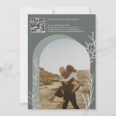 Boho sage groene foto namen script bruiloft kaart (Achterkant)