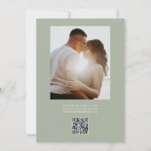 Boho Sage Groene Foto QR Code Vrijgezellenfeest Kaart (Achterkant)
