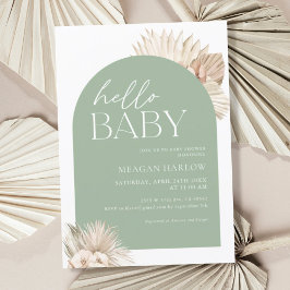 Boho Sage Groene Hallo Baby Shower Kaart