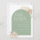 Boho Sage Groene Hallo Baby Shower Kaart (Voorkant)