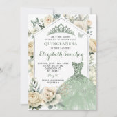 Boho Sage Groene Ivoor Quinceañera Royale Kaart (Voorkant)