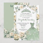 Boho Sage Groene Ivoor Quinceañera Royale Kaart (Voorkant / Achterkant)