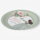 Boho Sage Groene Jurk Prinses Meisje Zoet 16 Años Papieren Bordje (Gekanteld)