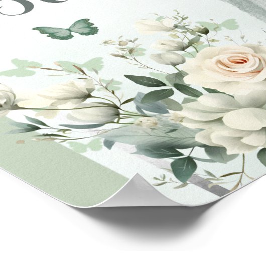 Boho Sage Groene Koninklijke Rozen Mis 15 Jaar Gas Poster (Hoek)