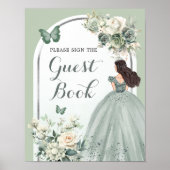 Boho Sage Groene Koninklijke Rozen Mis 15 Jaar Gas Poster (Voorkant)