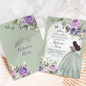 Boho Sage Groene Lavendel Bloemen Quinceañera Kaart