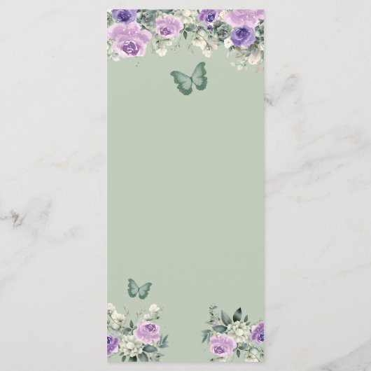 Boho Sage Groene Lliac Rozen Princess XV Años Menu (Achterkant)