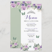 Boho Sage Groene Lliac Rozen Princess XV Años Menu (Voorkant / Achterkant)