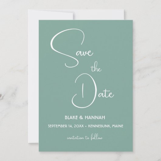Boho Sage Groene Minimalistische Woestijn Save the Kaart (Voorkant)